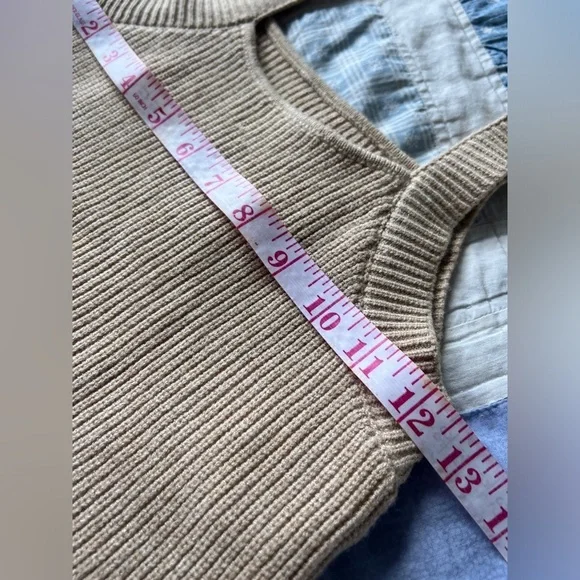 Zara Womens Tan Ribbed Knitted Summer Beach Cute Crop Tank Top Small - Picture 7 of 9